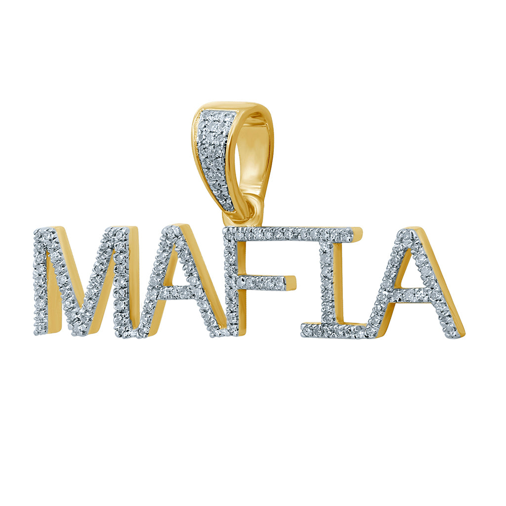 10K Yellow Gold 0.27-0.30 Cttw Diamond  " Mafia " Charm