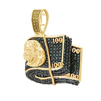 10K Yellow Gold 0.96- 1.12 Cttw Diamond "$100 Note" Charm