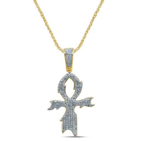 10K Yellow Gold 0.51- 0.55 Cttw Diamond "Ankh" Charm