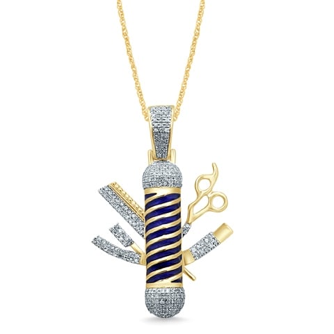 10K Yellow Gold 0.46-0.54 Cttw Diamond "Barber Pole" Charm