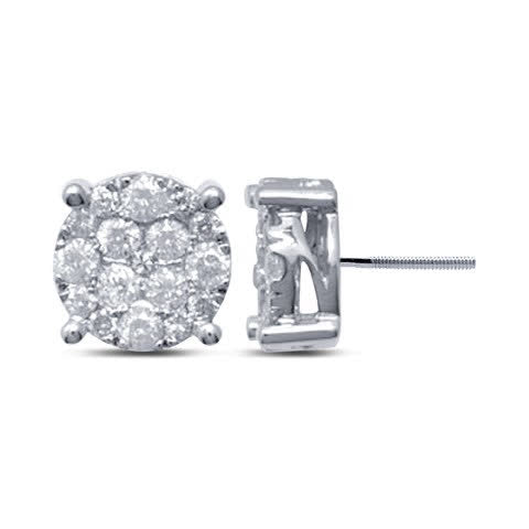 10K White Gold 2.99 -3.08 Cttw Diamond Super Flower Earrings