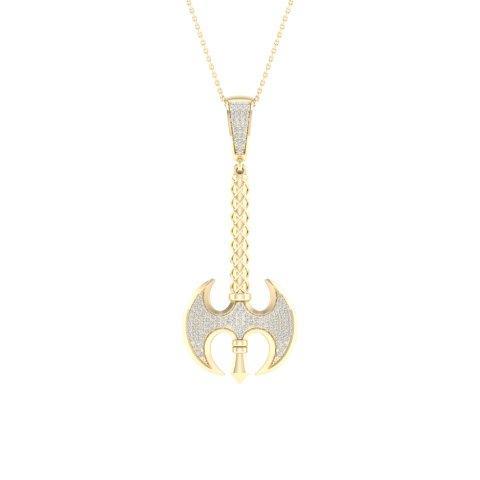 10K Yellow Gold 0.35 Cttw Diamond Battle Axe Charm