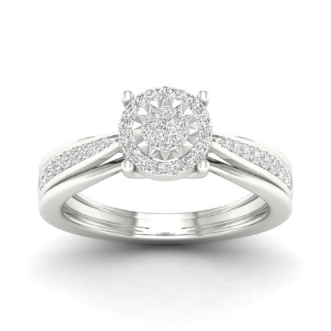 10K White Gold 0.25 Cttw Diamond Ladies Round Rings