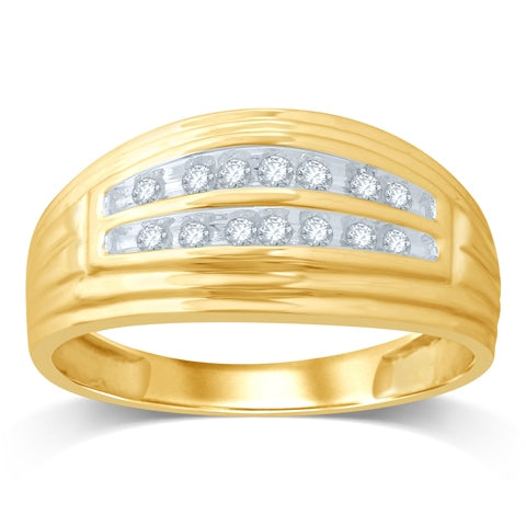 10K Yellow Gold 0.24- 0.27 Cttw Diamond Mens Band
