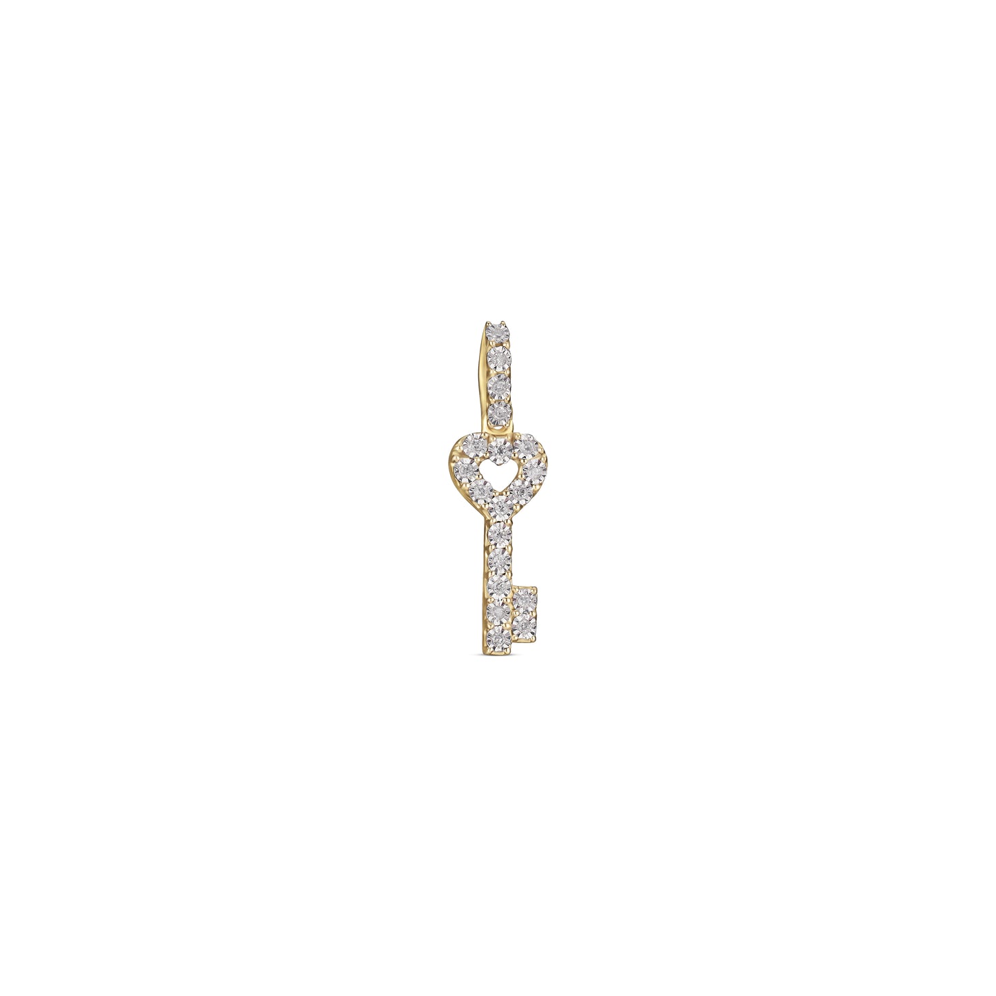 10K Yellow Gold 0.10-0.11 Cttw Diamond Key Charm