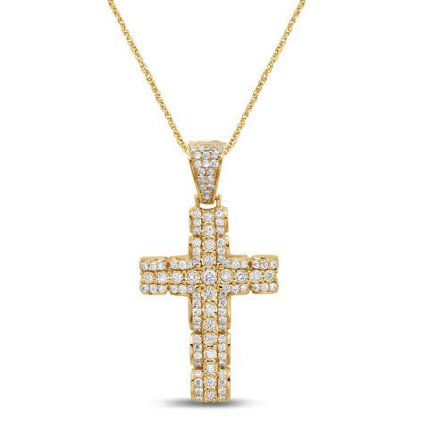 10K Yellow Gold 1.48- 1.53 Cttw Diamond Cross