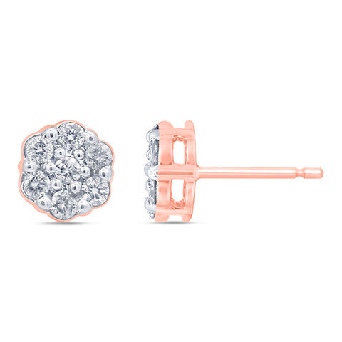 10K Rose Gold 0.47 -0.54 Cttw Diamond Flower Earring