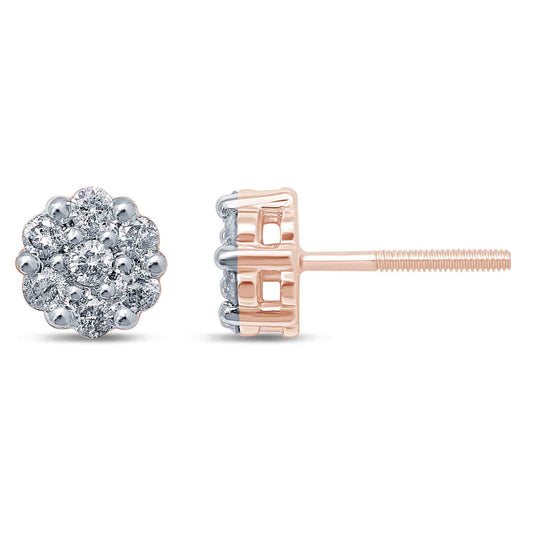 10K Rose Gold 0.24- 0.26  Cttw Diamond Flower Earring