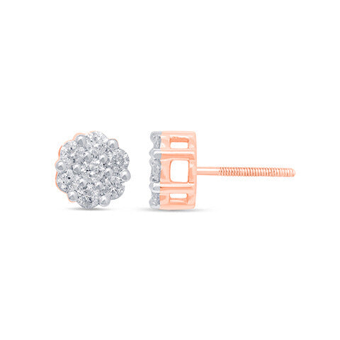10K Rose Gold 0.76-0.79 Cttw Diamond Flower Earring