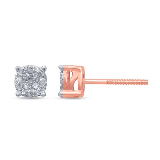 10K Rose Gold 0.14- 0.16 Cttw Diamond Super Flower Earring