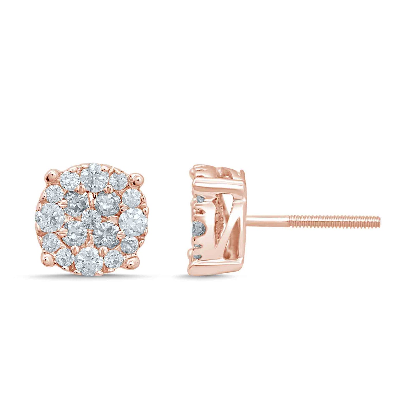 10K Rose Gold 0.71 -0.80 Cttw Diamond Super Flower Earring