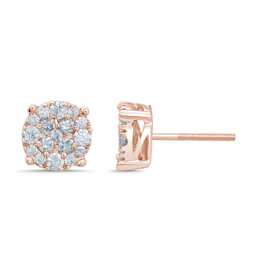 10K Rose Gold 0.71 -0.80 Cttw Diamond Super Flower Earring