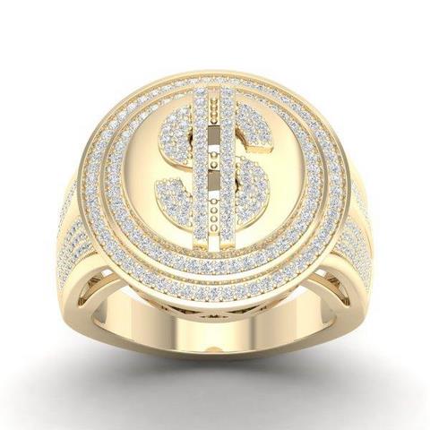 10K Yellow Gold 0.75 Cttw Diamond Mens " $ " Ring