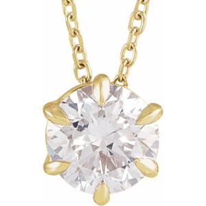 14K Yellow Gold Round 6.5Mm F+ Vs 1 Ct Lab-Grown Diamond Solitaire Necklace, Length: 18 In