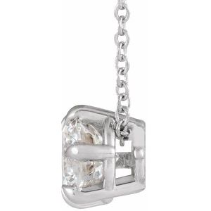 14K White Gold Round 5.9Mm G-H I1 3/4 Ct Natural Diamond Solitaire Necklace, Length: 18 In