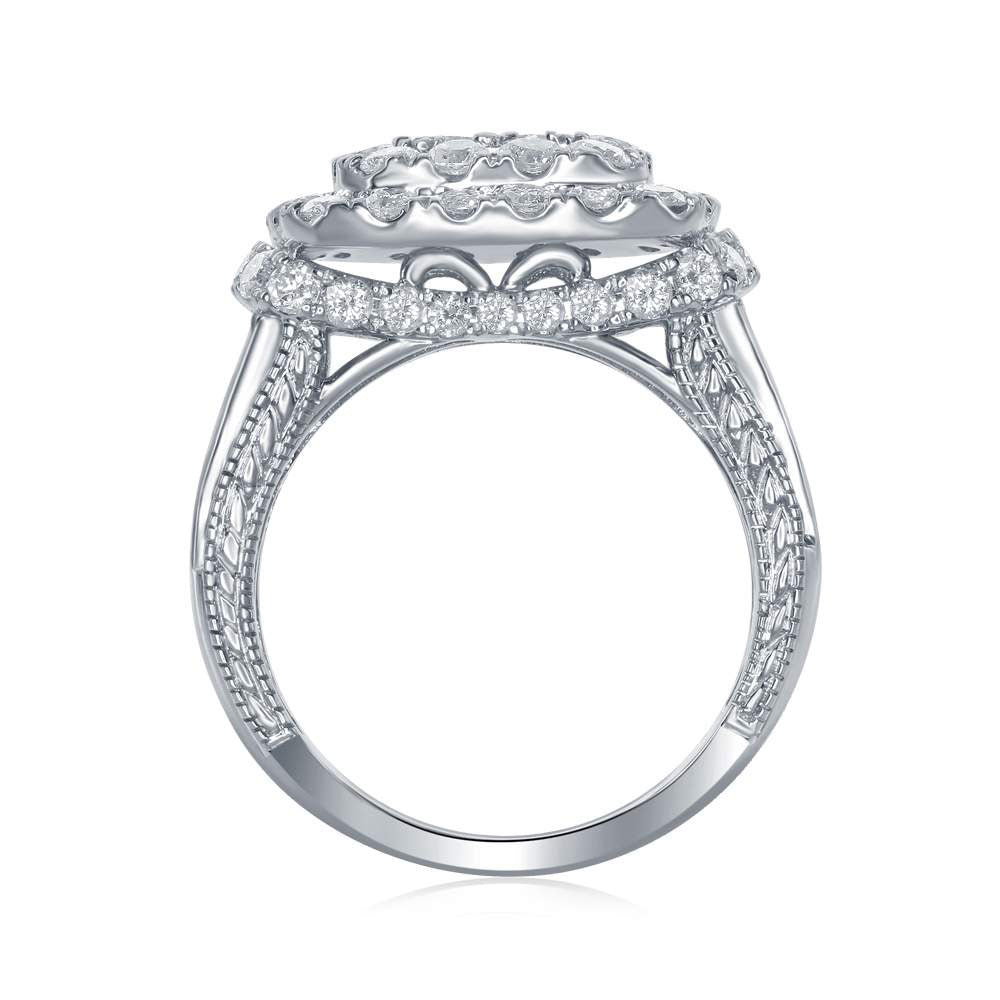 14K White Gold Princess Diamond Cluster Bridal Wedding Engagement Ring 3-1/2 Cttw, Womens Size: 5-10