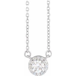 14K White Gold Round 4Mm F+ Vs 1/3 Ctw Lab-Grown Diamond French-Set Necklace, Length: 18 In