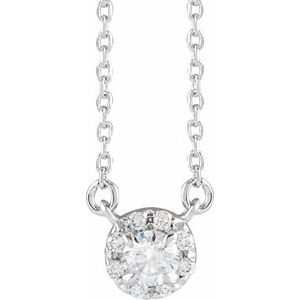 14K White Gold Round 3.5Mm F+ Vs 1/5 Ctw Lab-Grown Diamond French-Set Necklace, Length: 18 In