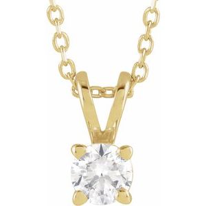 14K Yellow Gold Round 4Mm F+ Vs 1/4 Ct Lab-Grown Diamond Solitaire Necklace, Length: 18 In
