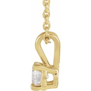14K Yellow Gold Round 4Mm F+ Vs 1/4 Ct Lab-Grown Diamond Solitaire Necklace, Length: 18 In