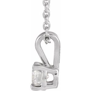 14K White Gold Round 4Mm F+ Vs 1/4 Ct Lab-Grown Diamond Solitaire Necklace, Length: 18 In