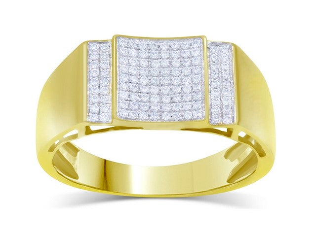 10K Yellow Gold 0.30-0.32 Cttw Diamond Mens Micropave Ring