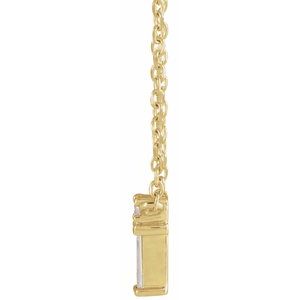 14K Yellow Gold Straight Baguette 4 X 1.5Mm G-H Si2-Si3 .07 Ctw Natural Diamond Necklace, Length: 18 In