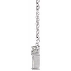 14K White Gold Straight Baguette 4 X 1.5Mm G-H Si2-Si3 .07 Ctw Natural Diamond Necklace, Length: 18 In