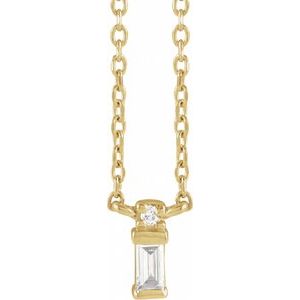 14K Yellow Gold Straight Baguette 3 X 1.5Mm G-H Si2-Si3 .05 Ctw Natural Diamond Necklace, Length: 18 In