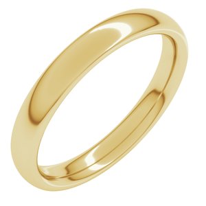 10K Yellow Or White Or Rose Gold 3 mm Comfort-Fit Standard Weight European-Style Band