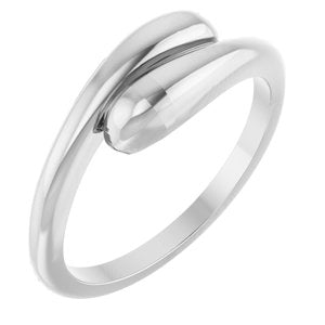 14K White Gold Polished Domed Bypass Ring Size 7
