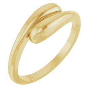 14K Yellow Gold Polished Domed Bypass Ring Size 7