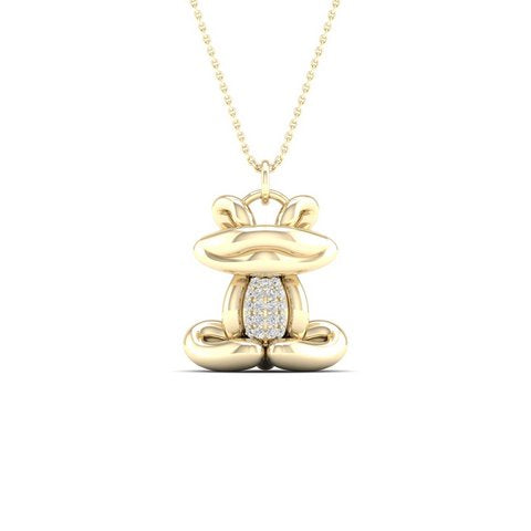 10K Yellow Gold 0.06 Cttw Diamond Frog Charm