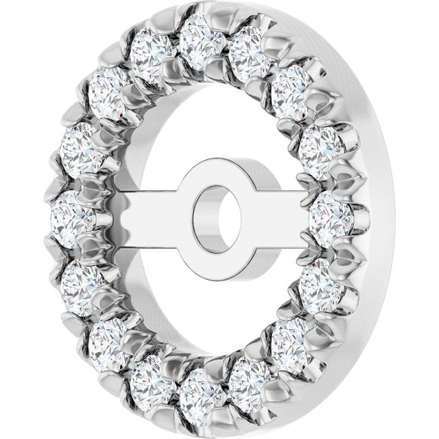 14K White Gold Polished Natural Diamond French-Set Earring Jacket
