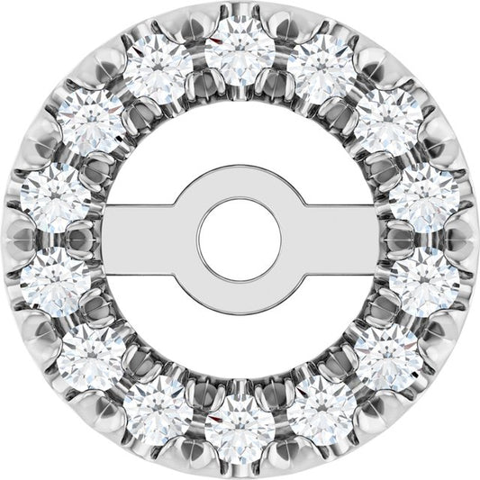 14K White Gold Polished Lab-Grown Diamond French-Set Earring Jackets