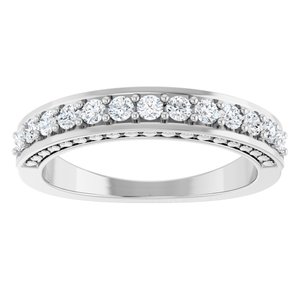 14K White Gold Round 2 Mm Polished 3/8 Ctw Natural Diamond Anniversary Band Size 7