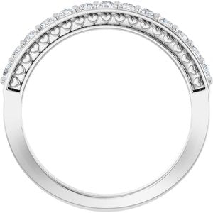 14K White Gold Round 2 Mm Polished 3/8 Ctw Natural Diamond Anniversary Band Size 7