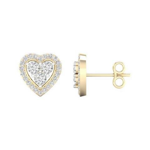 10K Yellow Or White Gold 0.16 Cttw Diamond Heart Earring
