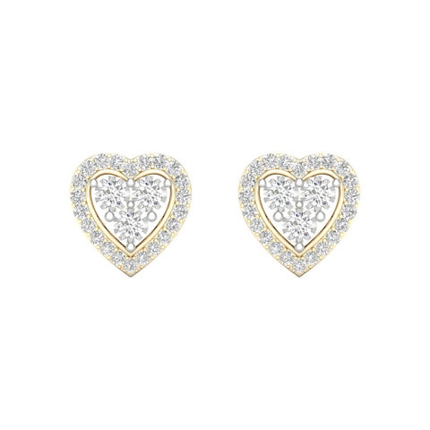 10K Yellow Or White Gold 0.16 Cttw Diamond Heart Earring