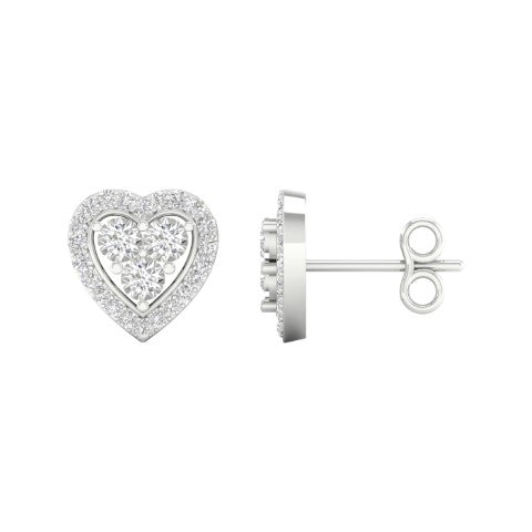 10K Yellow Or White Gold 0.16 Cttw Diamond Heart Earring