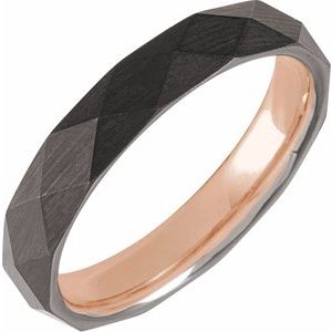 18K Rose Gold PVD Tungsten 4 mm Diamond Faceted Band