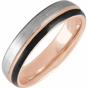 18K Rose Gold PVD & Black PVD Tungsten 5 mm Grooved Band