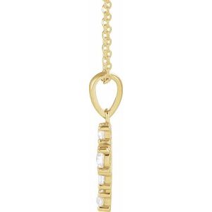 14K Yellow Gold Round 3Mm Ghi Vs/Si1 3/8 Ctw Natural Diamond Rosecut Cross Necklace, Length: 18 In