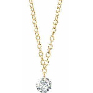 14K Yellow Gold Round 3.5Mm G-H I1 1/6 Ct Natural Diamond Solitaire Adjustable Necklace, Length: 18 In