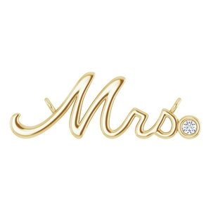 14K Yellow Gold Round 1.5Mm G-H I1 .015 Ct Natural Diamond Mrs. Necklace Center