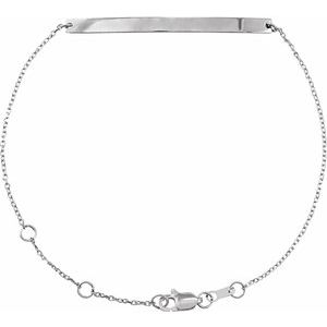 Sterling Silver 40 X 3 Mm 6 1/2-7 1/2 In Polished Engravable Skinny Bar Bracelet
