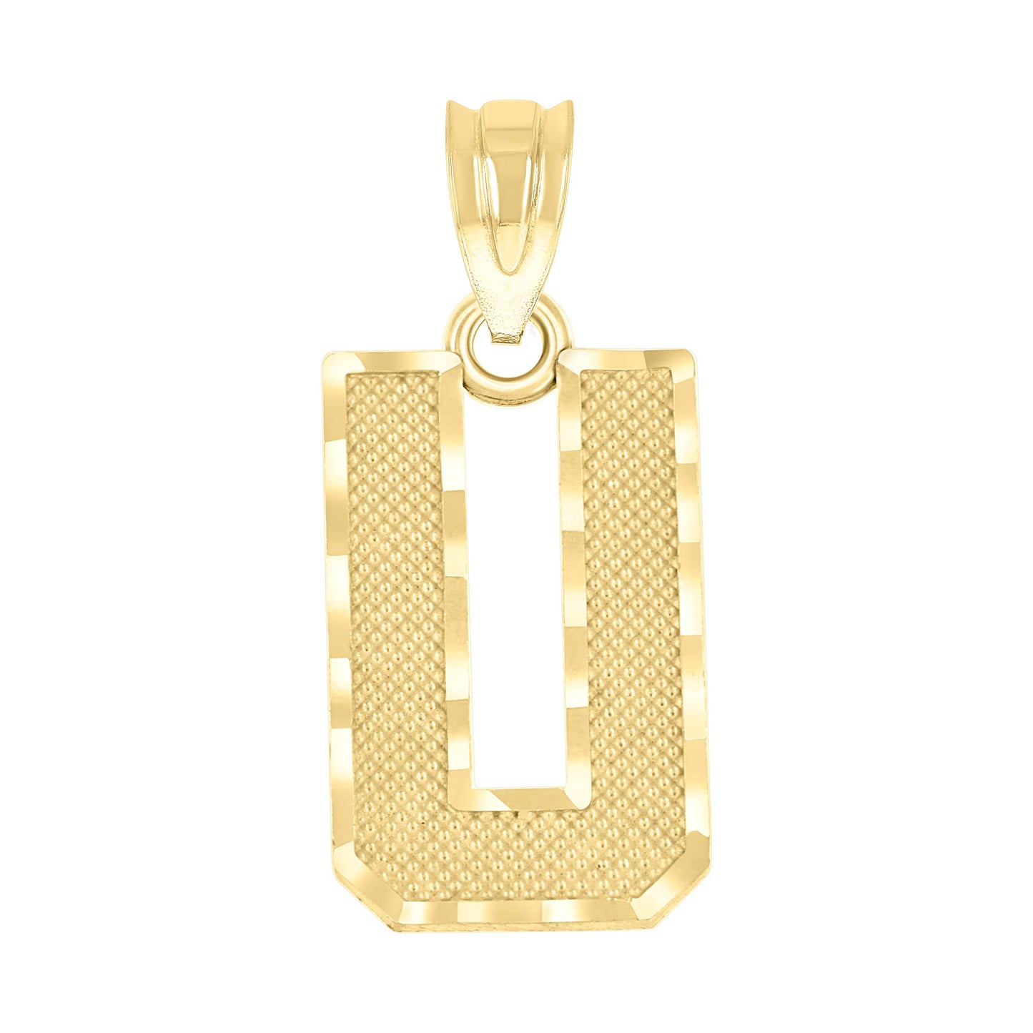 10K Yellow Gold Unisex Initial Number Charm Pendant