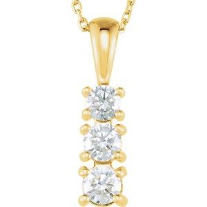 14K Yellow Gold Round 3.4Mm Gh Si1-Si2 1/3 Ctw Lab-Grown Diamond 3-Stone Necklace, Length: 18 In