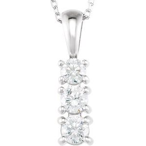 14K White Gold Round 3.4Mm Gh Si1-Si2 1/2 Ctw Lab-Grown Diamond 3-Stone Necklace, Length: 18 In