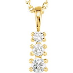 14K Yellow Gold Round 2.65Mm Gh Si1-Si2 1/6 Ctw Lab-Grown Diamond 3-Stone Necklace, Length: 18 In